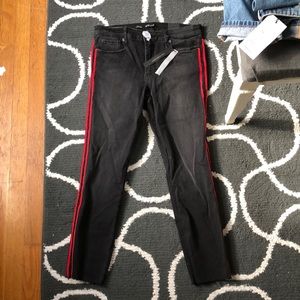 Nordstrom black jeans with red side
